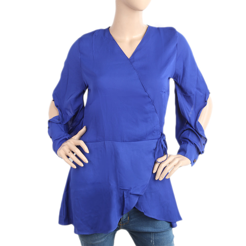 Women's Plain Georgette Top - Royal Blue, Women, T-Shirts And Tops, Chase Value, Chase Value