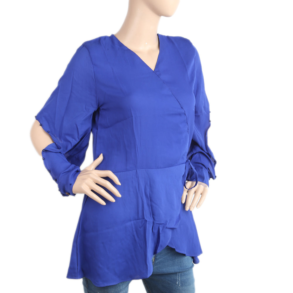 Women's Plain Georgette Top - Royal Blue, Women, T-Shirts And Tops, Chase Value, Chase Value