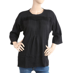 Women's Plain Georgette Top - Black, Women, T-Shirts And Tops, Chase Value, Chase Value