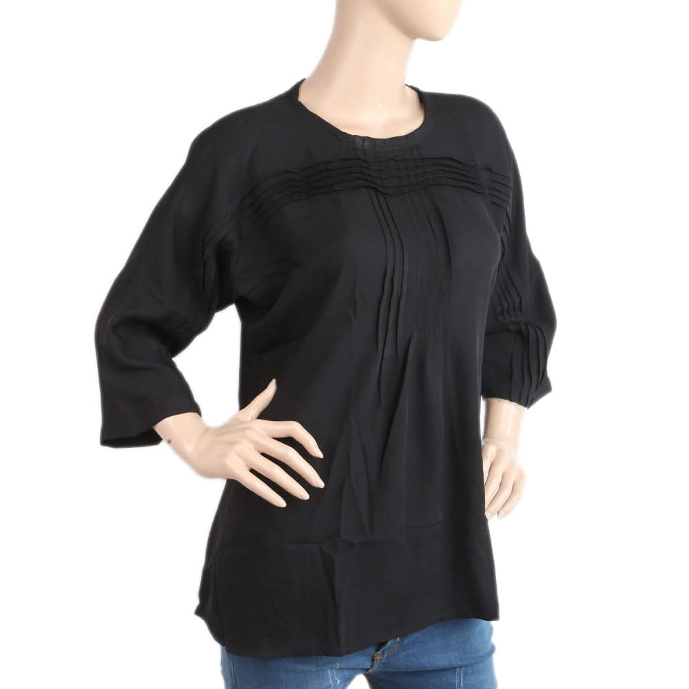 Women's Plain Georgette Top - Black, Women, T-Shirts And Tops, Chase Value, Chase Value