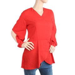Women's Plain Georgette Top - Red, Women, T-Shirts And Tops, Chase Value, Chase Value