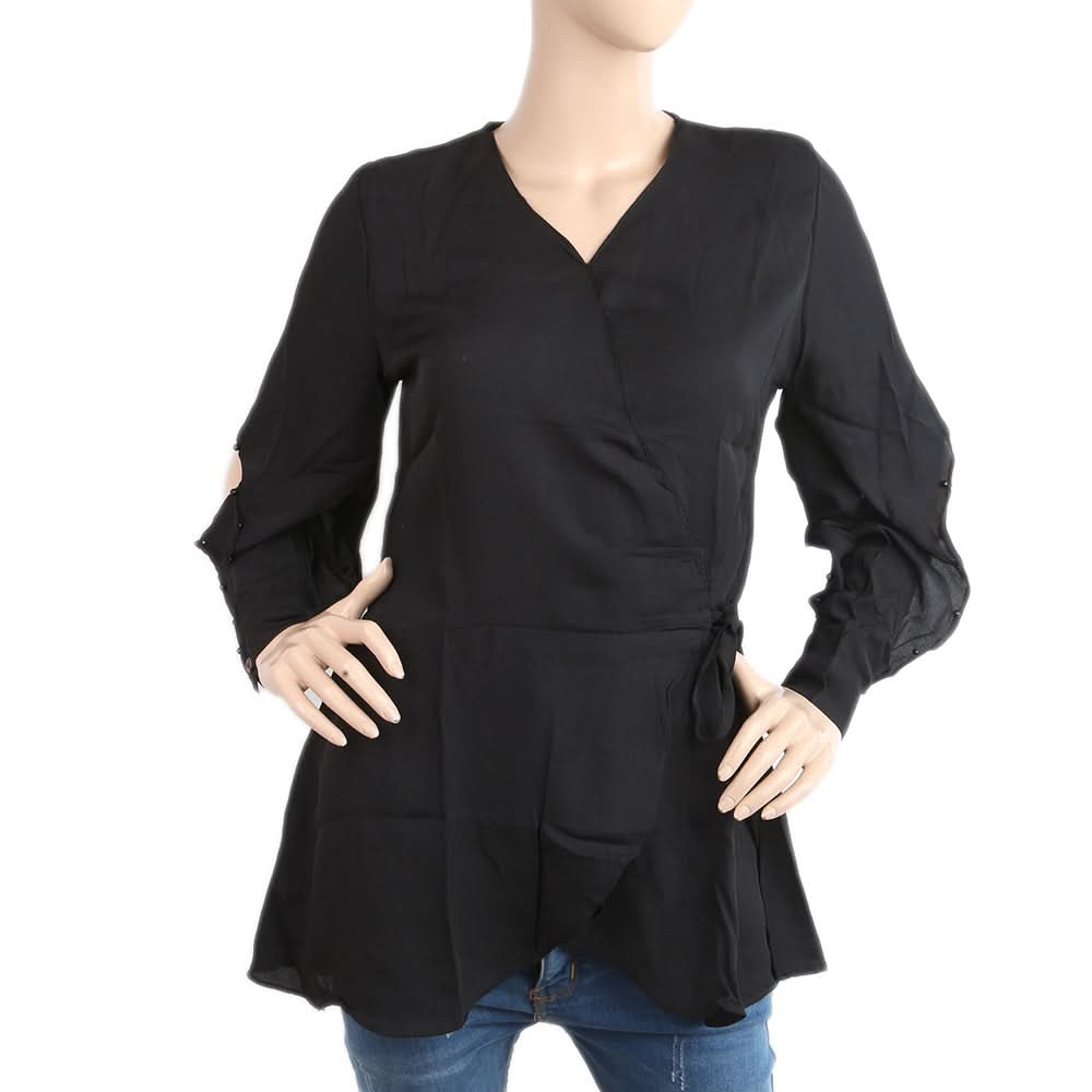 Women's Plain Georgette Top - Black, Women, T-Shirts And Tops, Chase Value, Chase Value