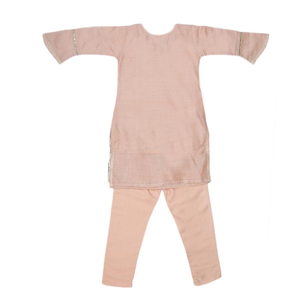 Girls Embroidered Fancy Suit 3 Pcs - Peach, Kids, Girls Sets And Suits, Chase Value, Chase Value