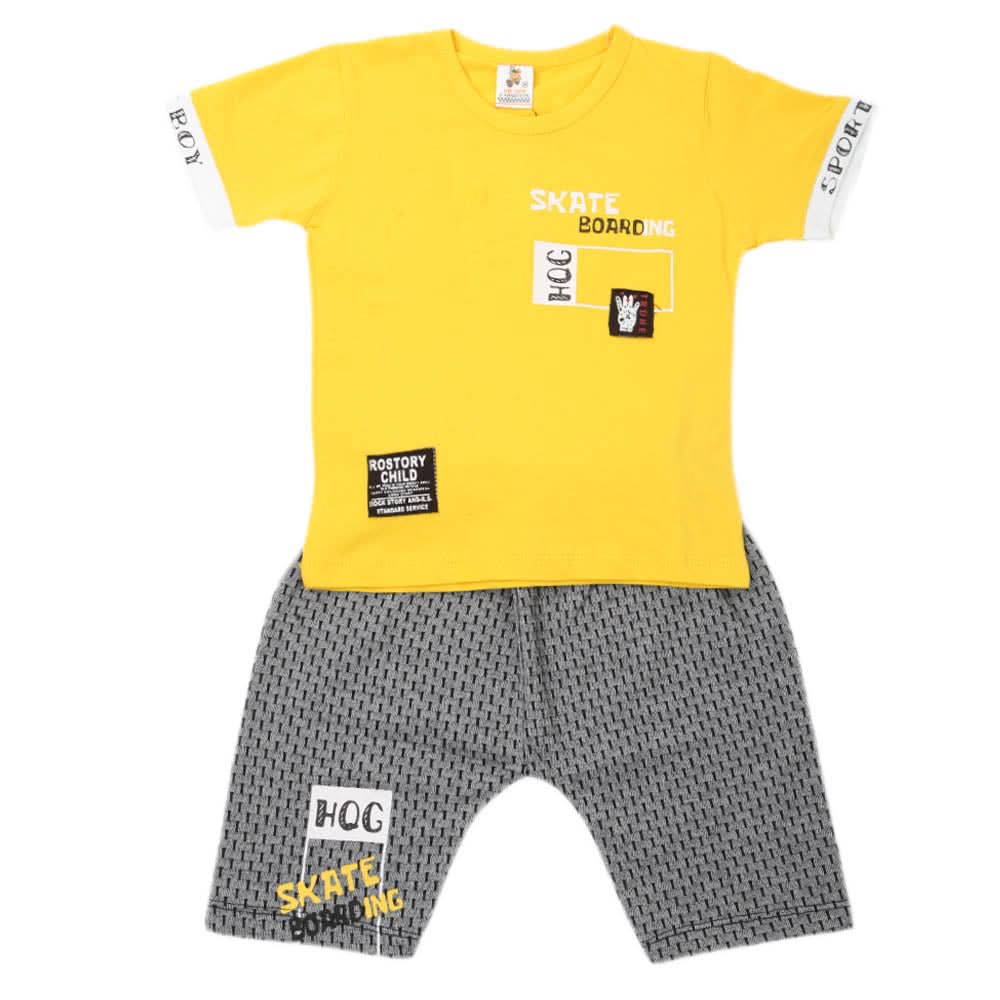 Boys 2 Pcs Suit Half Sleeves - Yellow, Kids, Boys Sets And Suits, Chase Value, Chase Value