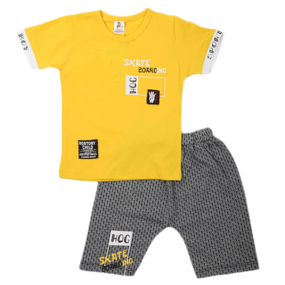 Boys Half Sleeves 2 Piece Suit - Yellow, Kids, Boys Sets And Suits, Chase Value, Chase Value