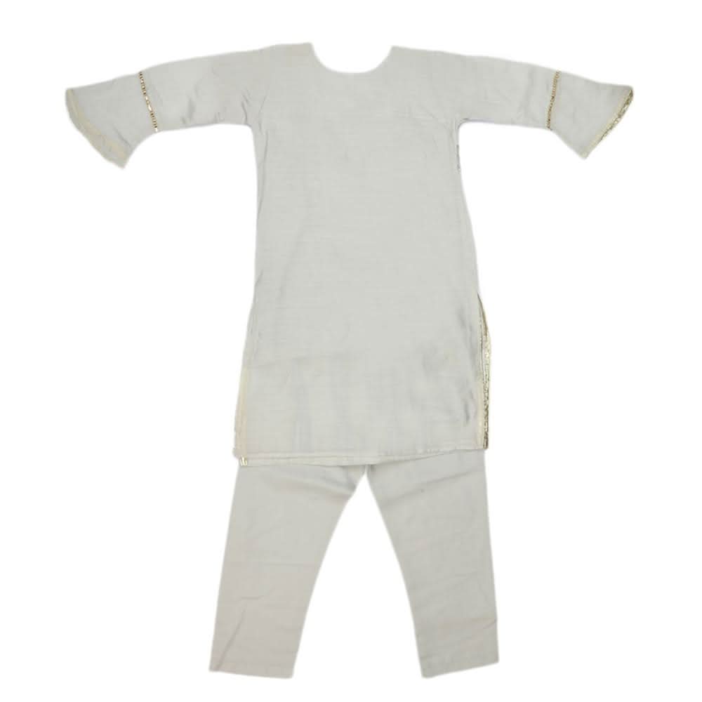 Girls Embroidered Fancy Suit 3 Pcs - Grey, Kids, Girls Sets And Suits, Chase Value, Chase Value