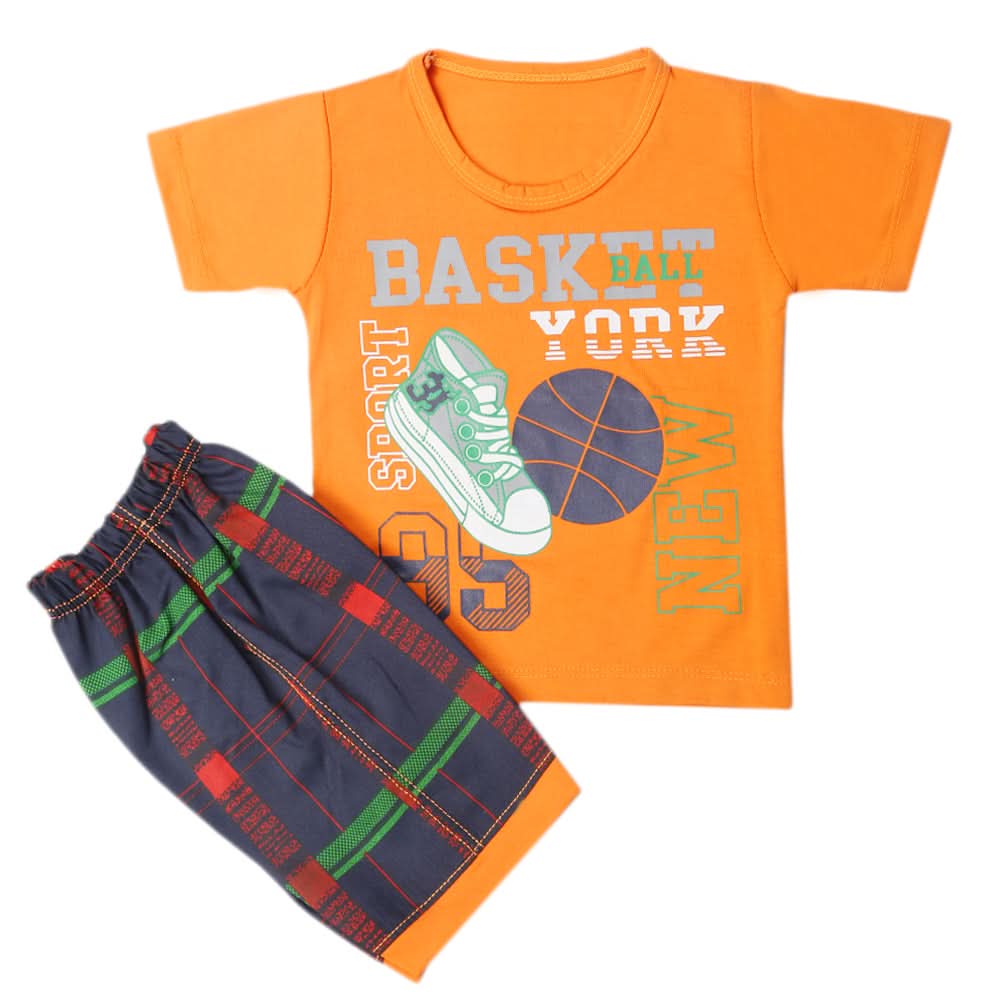 Boys Half Sleeves Short Suit - Orange, Kids, Boys Sets And Suits, Chase Value, Chase Value