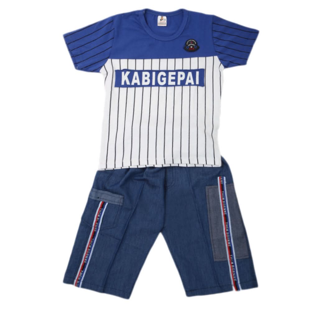 Boys 2 Pcs Suit Half Sleeves - Blue, Kids, New Born Boys Sets And Suits, Chase Value, Chase Value
