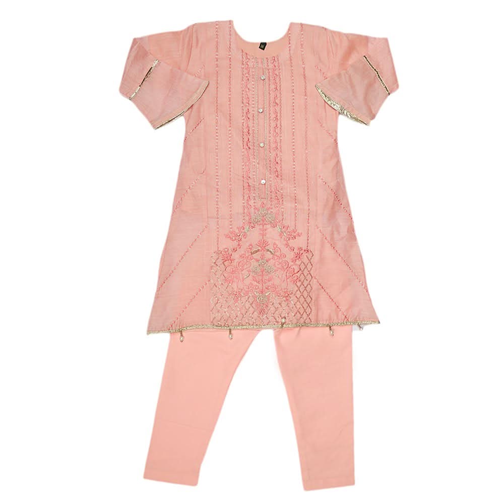 Girls Embroidered Fancy Suit 3 Pcs - Pink, Kids, Girls Sets And Suits, Chase Value, Chase Value