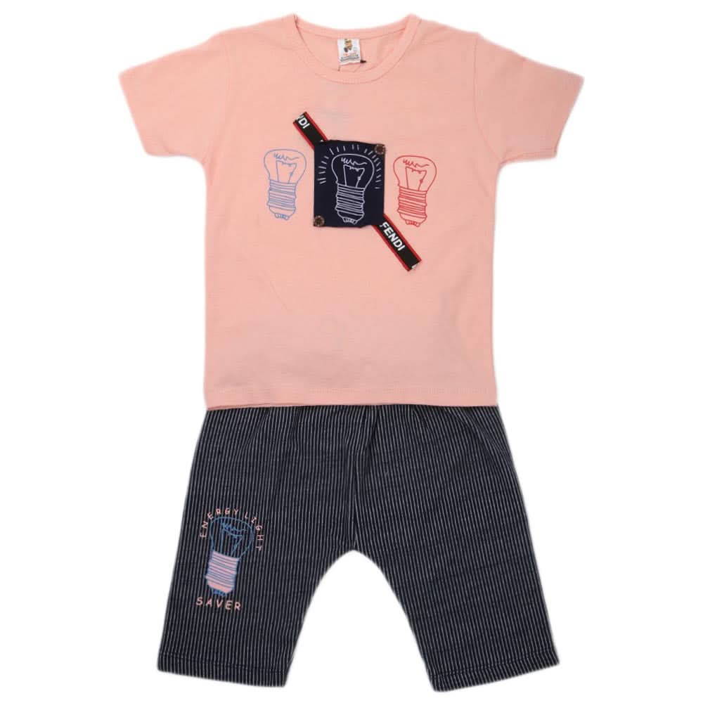 Boys Half Sleeves 2 Piece Suit - Peach, Kids, Boys Sets And Suits, Chase Value, Chase Value