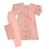 Girls Embroidered Fancy Suit 3 Pcs - Pink, Kids, Girls Sets And Suits, Chase Value, Chase Value