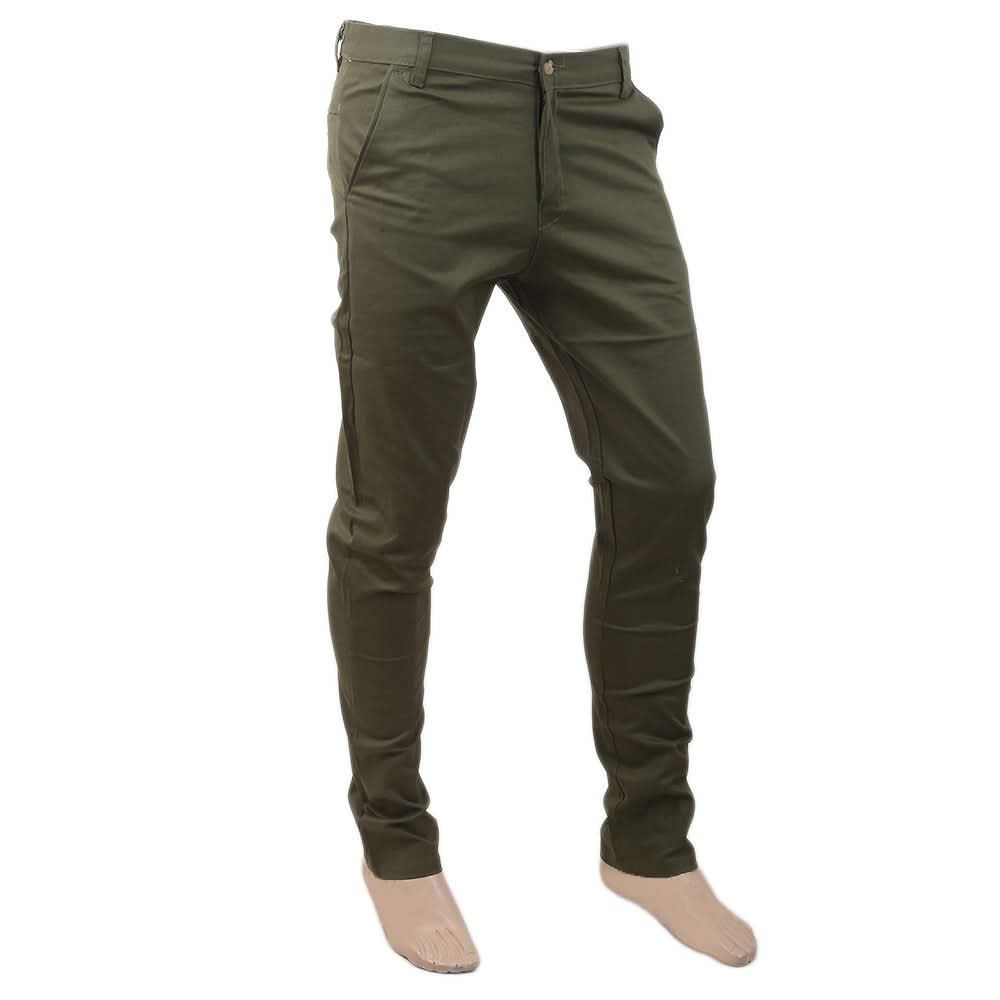 Men's Fancy Cotton Chino Pant - Olive Green, Men, Casual Pants And Jeans, Chase Value, Chase Value