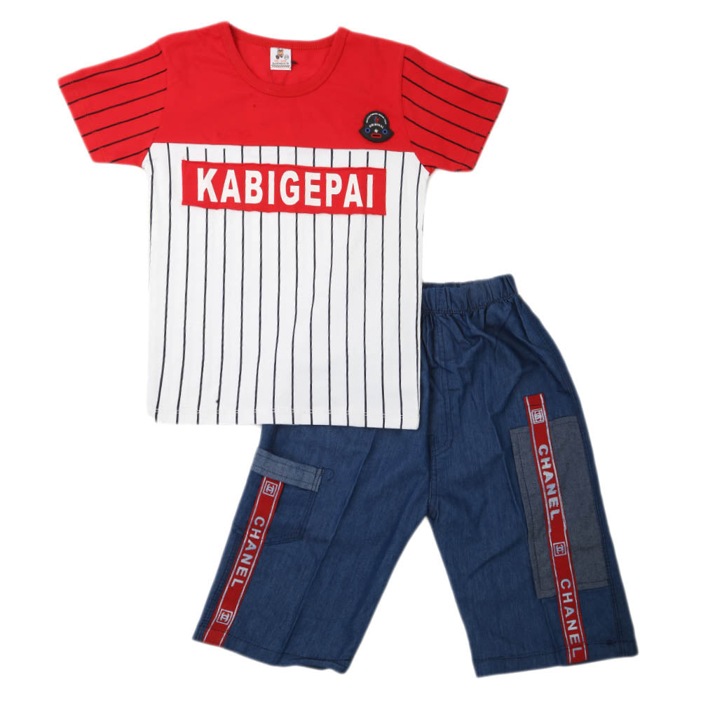 Boys 2 Pcs Suit Half Sleeves - Red, Kids, New Born Boys Sets And Suits, Chase Value, Chase Value