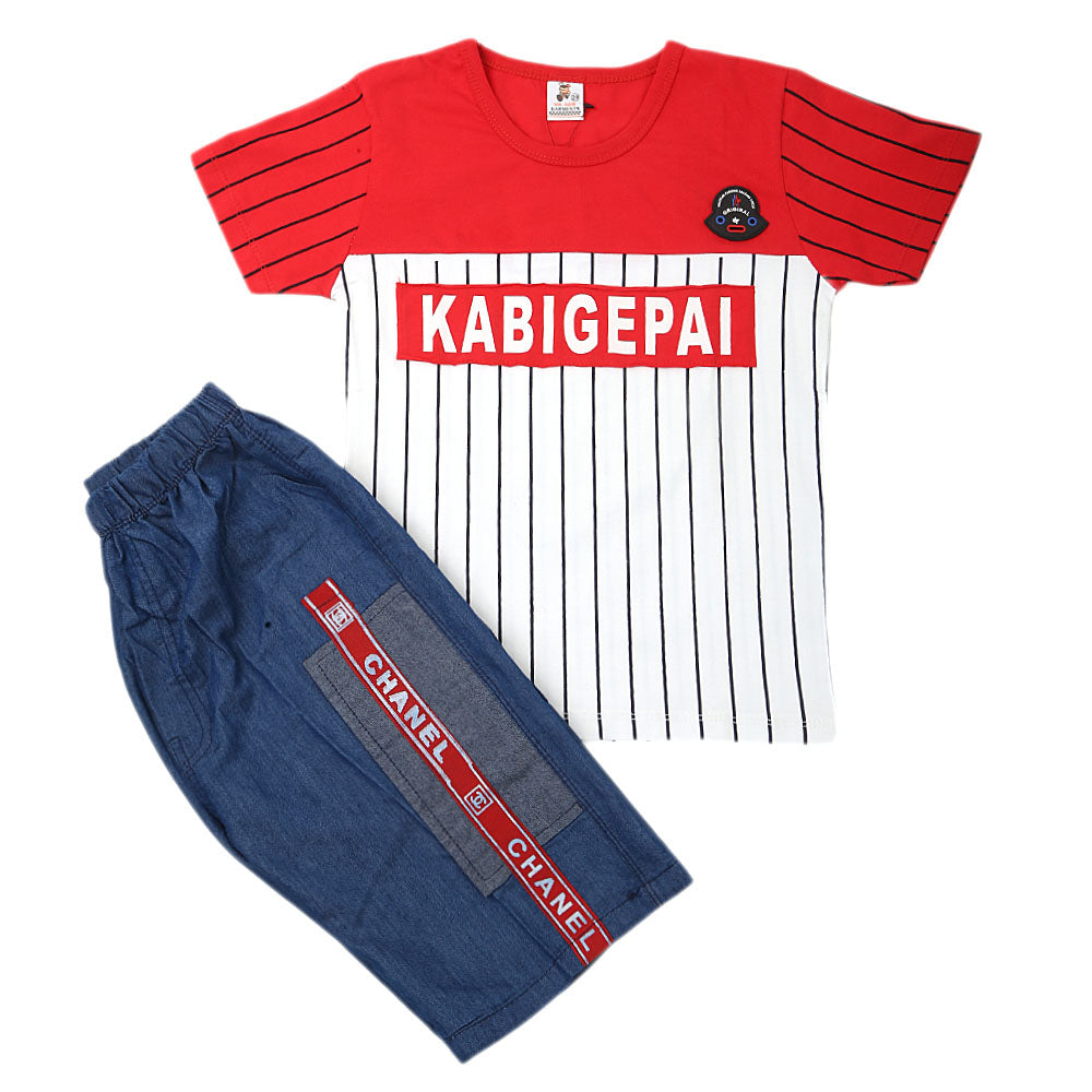 Boys 2 Pcs Suit Half Sleeves - Red, Kids, New Born Boys Sets And Suits, Chase Value, Chase Value