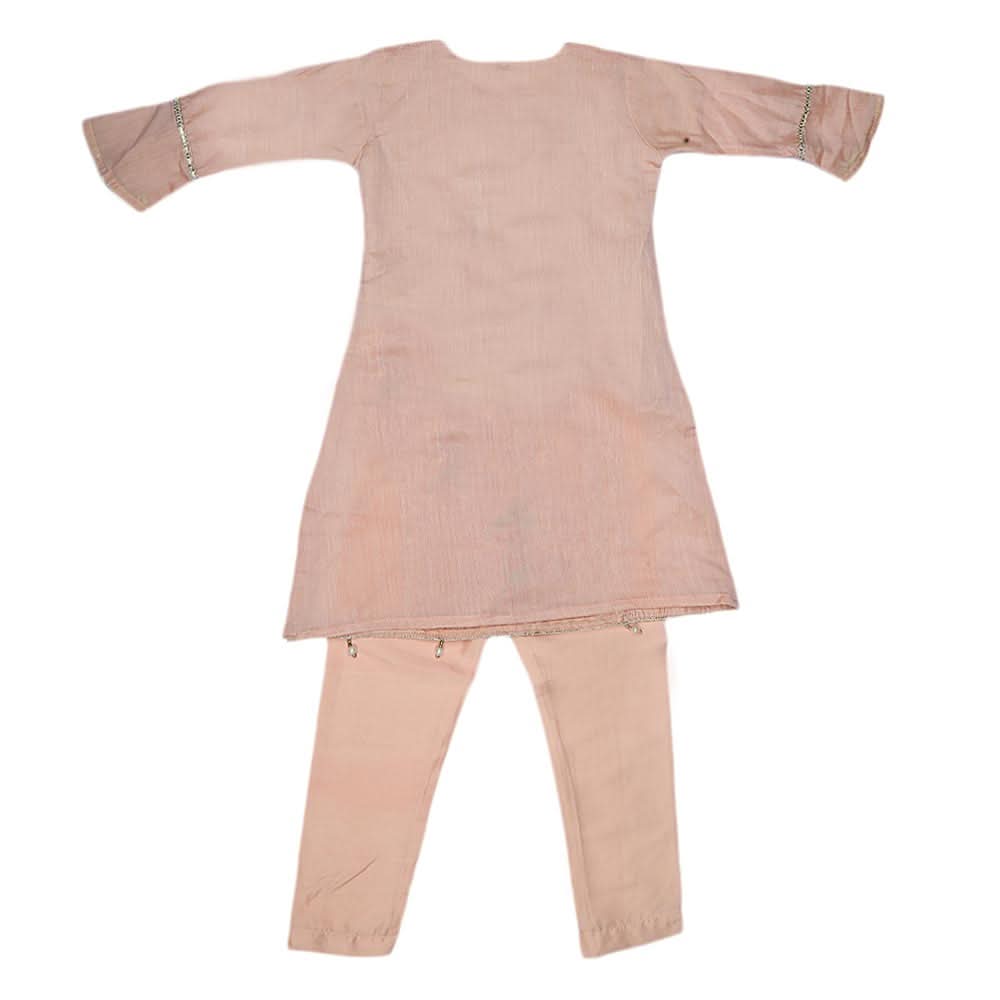 Girls Embroidered Fancy Suit 3 Pcs - Peach, Kids, Girls Sets And Suits, Chase Value, Chase Value