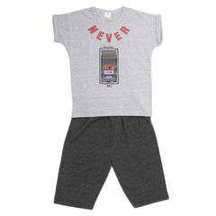 Boys 2 Pcs Suit Half Sleeves - L-Grey, Kids, Boys Sets And Suits, Chase Value, Chase Value