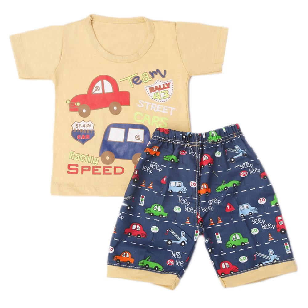 Boys Half Sleeves Short Suit - Camel, Kids, Boys Sets And Suits, Chase Value, Chase Value
