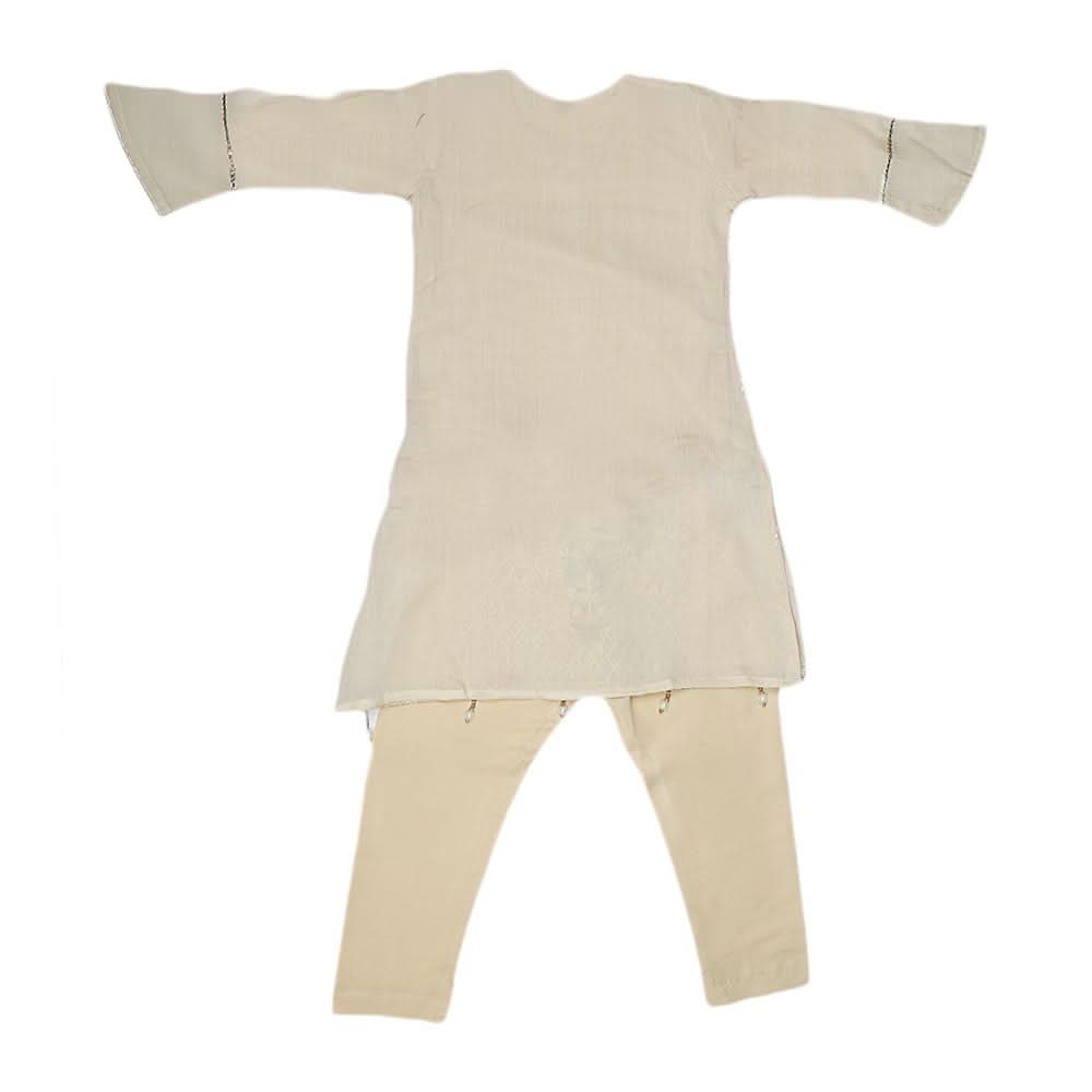 Girls Embroidered Fancy Suit 3 Pcs - Beige, Kids, Girls Sets And Suits, Chase Value, Chase Value
