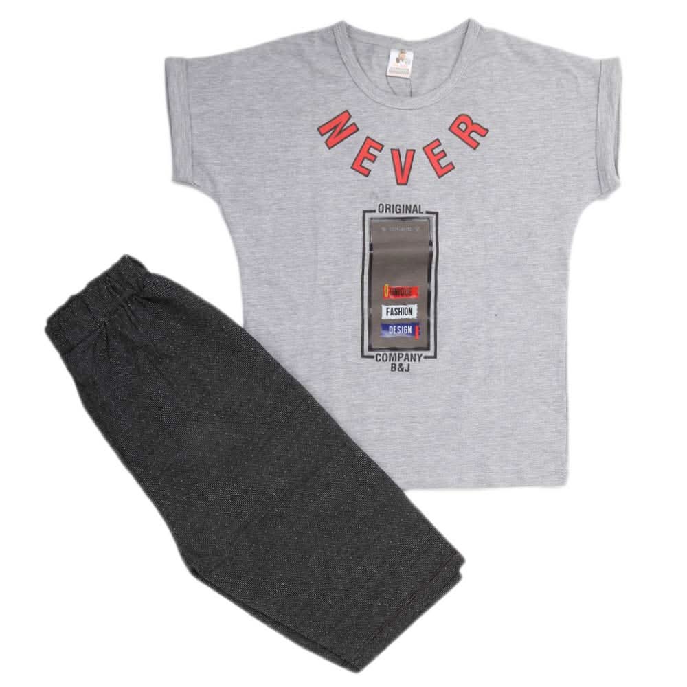 Boys 2 Pcs Suit Half Sleeves - L-Grey, Kids, Boys Sets And Suits, Chase Value, Chase Value