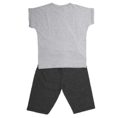 Boys 2 Pcs Suit Half Sleeves - L-Grey, Kids, Boys Sets And Suits, Chase Value, Chase Value