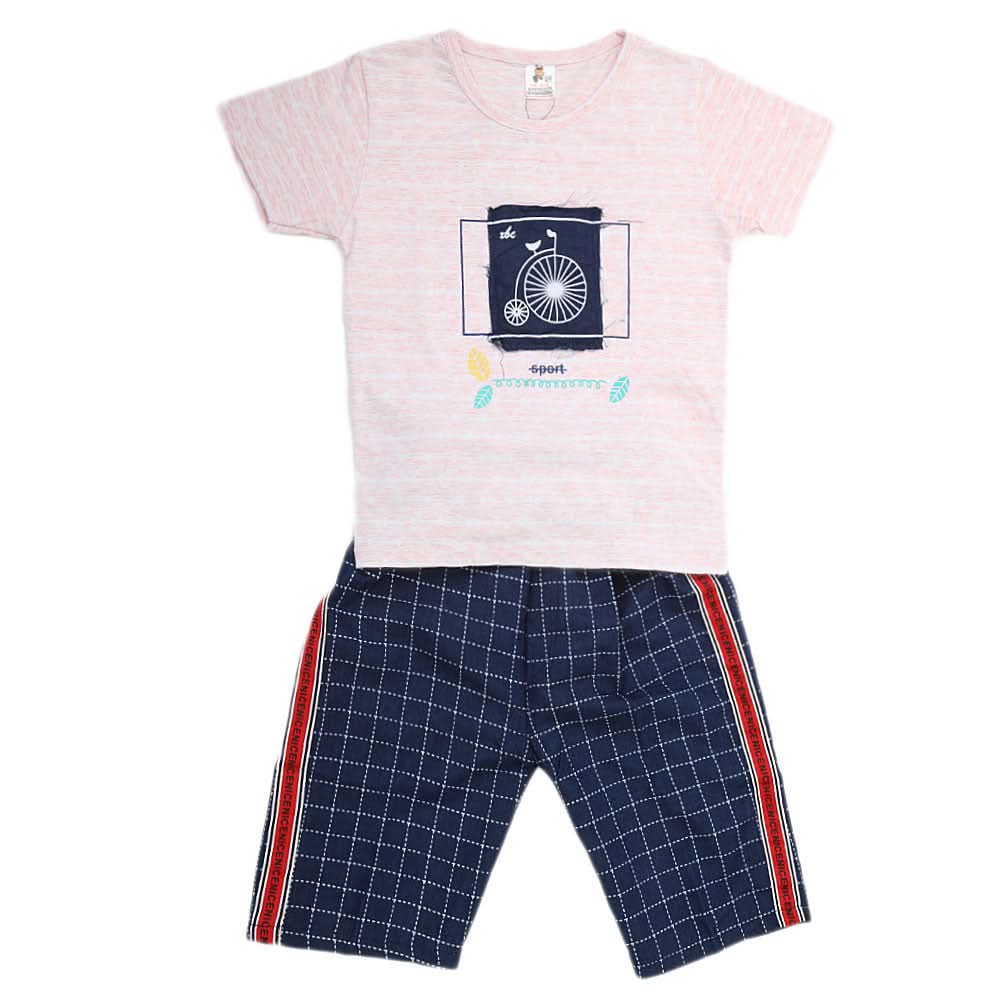 Boys Half Sleeves 2 Piece Suit - Peach, Kids, Boys Sets And Suits, Chase Value, Chase Value