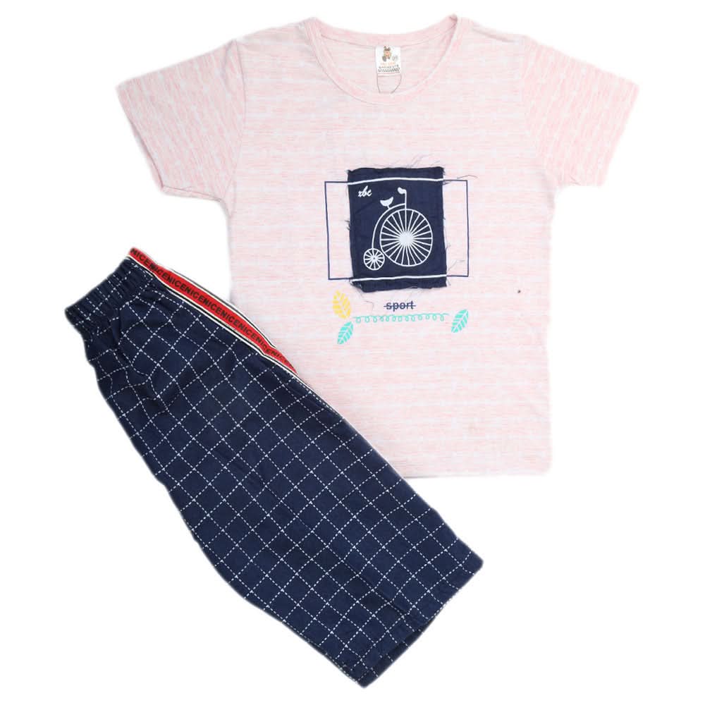 Boys Half Sleeves 2 Piece Suit - Peach, Kids, Boys Sets And Suits, Chase Value, Chase Value