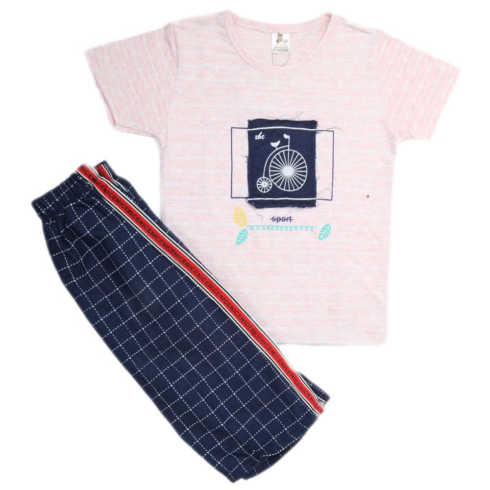 Boys Half Sleeves 2 Piece Suit - Peach, Kids, Boys Sets And Suits, Chase Value, Chase Value