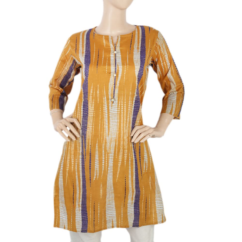 Women's Tie Dye Printed Kurti - Mustard, Women, Ready Kurtis, Chase Value, Chase Value