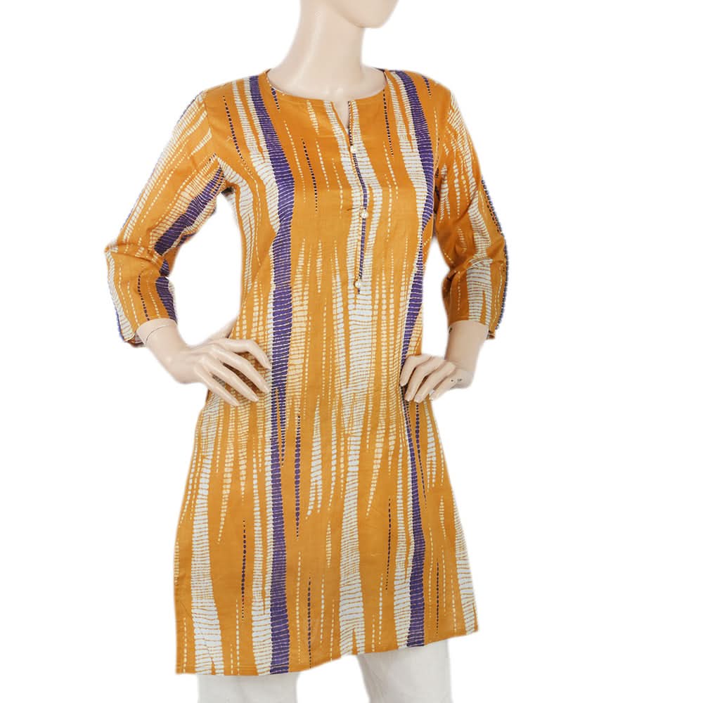 Women's Tie Dye Printed Kurti - Mustard, Women, Ready Kurtis, Chase Value, Chase Value