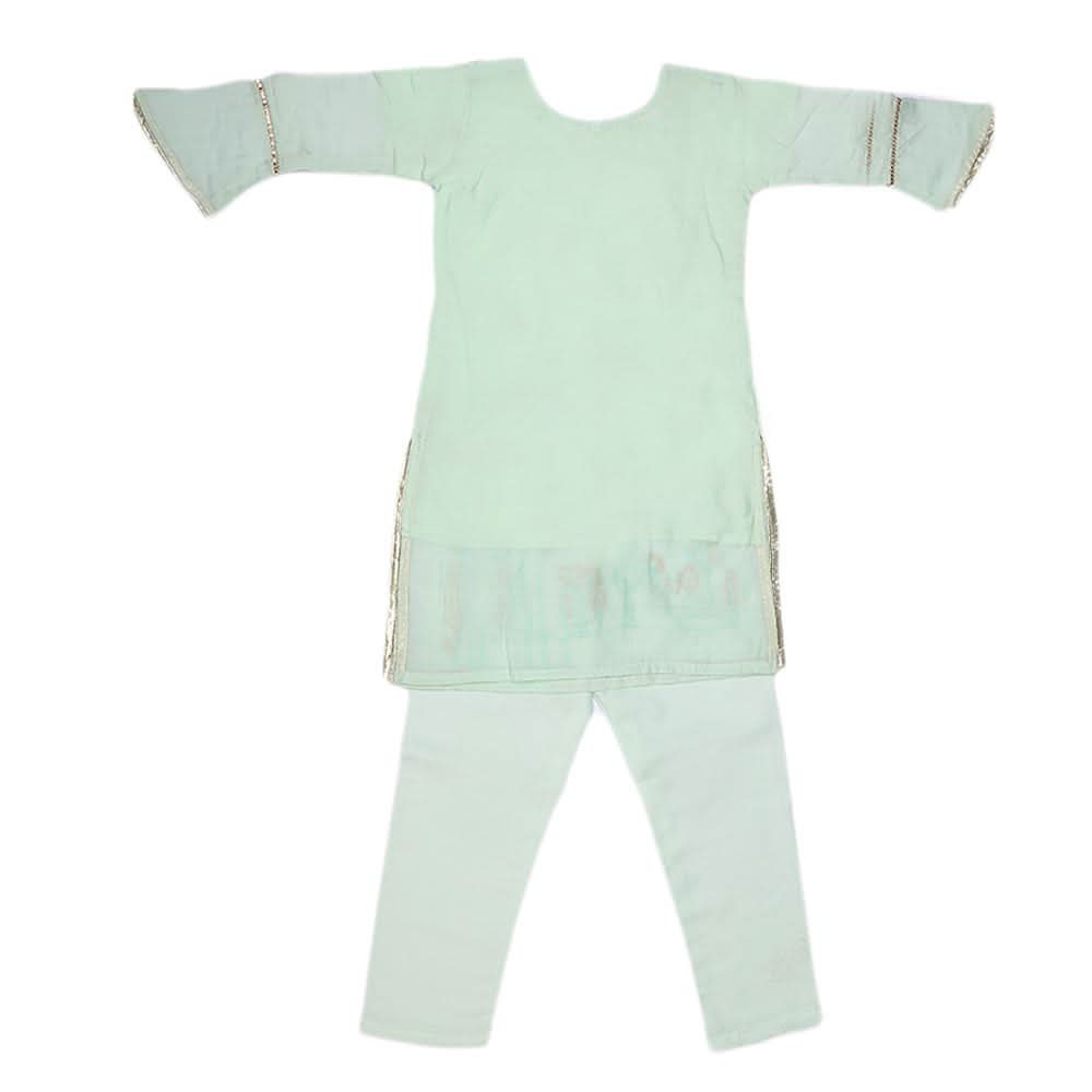Girls Embroidered Fancy Suit 3 Pcs - Light Green, Kids, Girls Sets And Suits, Chase Value, Chase Value