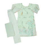 Girls Embroidered Fancy Suit 3 Pcs - Light Green, Kids, Girls Sets And Suits, Chase Value, Chase Value