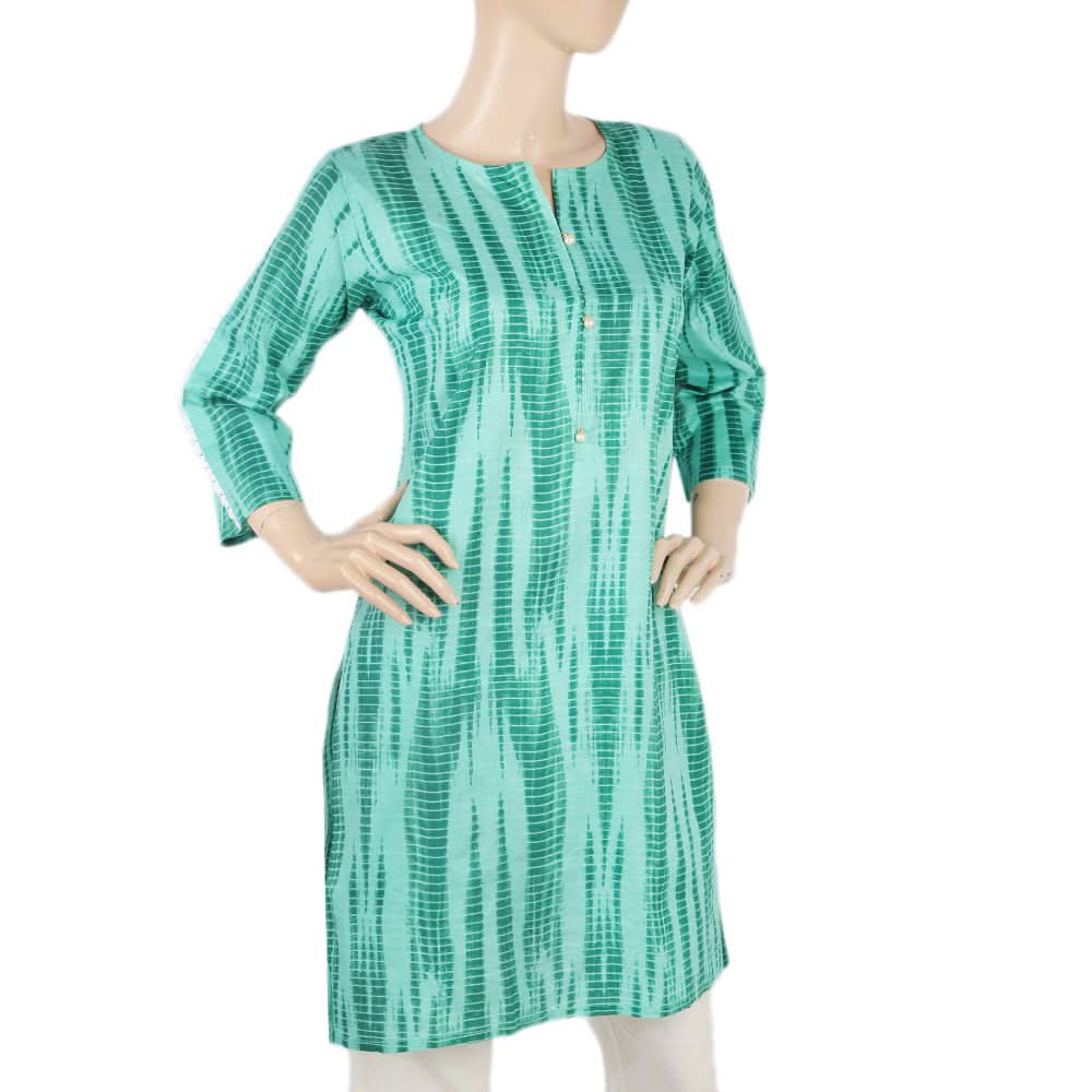 Women's Tie Dye Printed Kurti - Sea Green, Women, Ready Kurtis, Chase Value, Chase Value