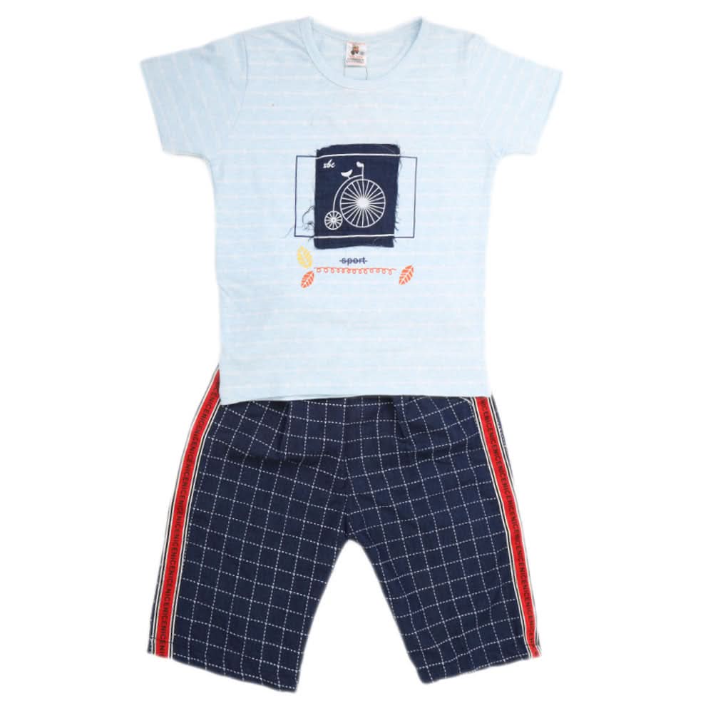 Boys Half Sleeves 2 Piece Suit - Blue, Kids, Boys Sets And Suits, Chase Value, Chase Value