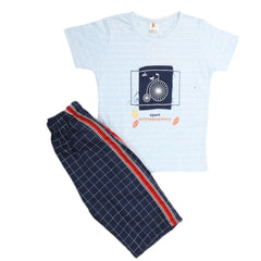 Boys Half Sleeves 2 Piece Suit - Blue, Kids, Boys Sets And Suits, Chase Value, Chase Value