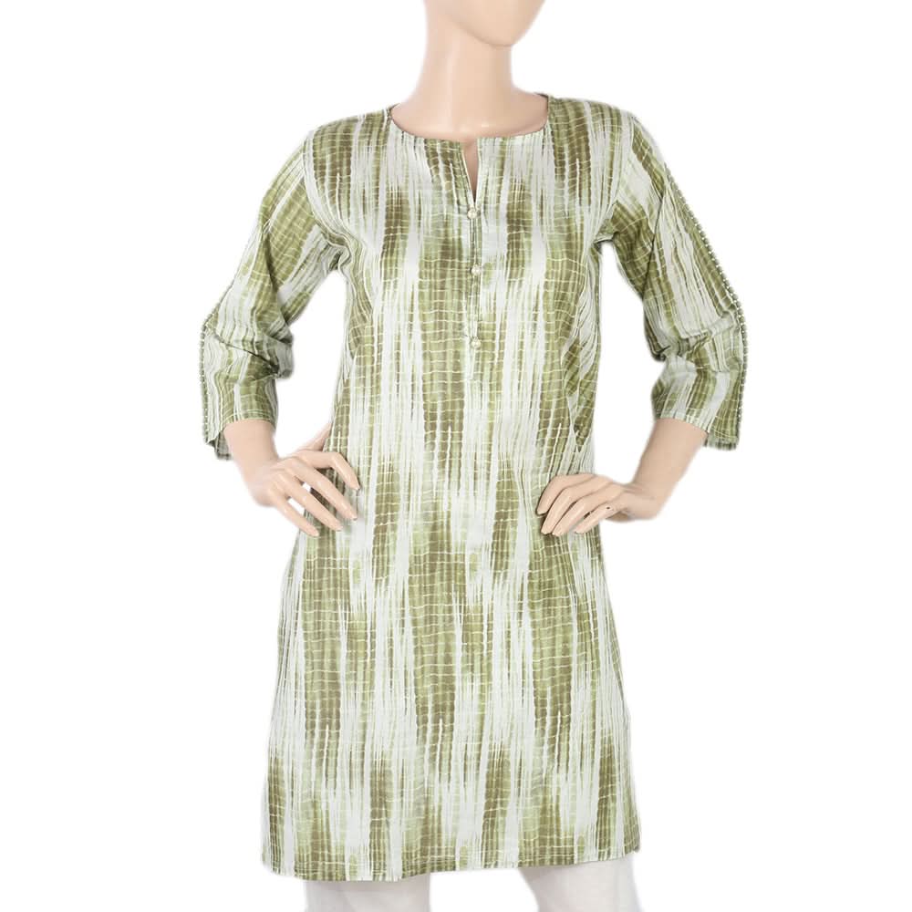 Women's Tie Dye Printed Kurti - Green, Women, Ready Kurtis, Chase Value, Chase Value