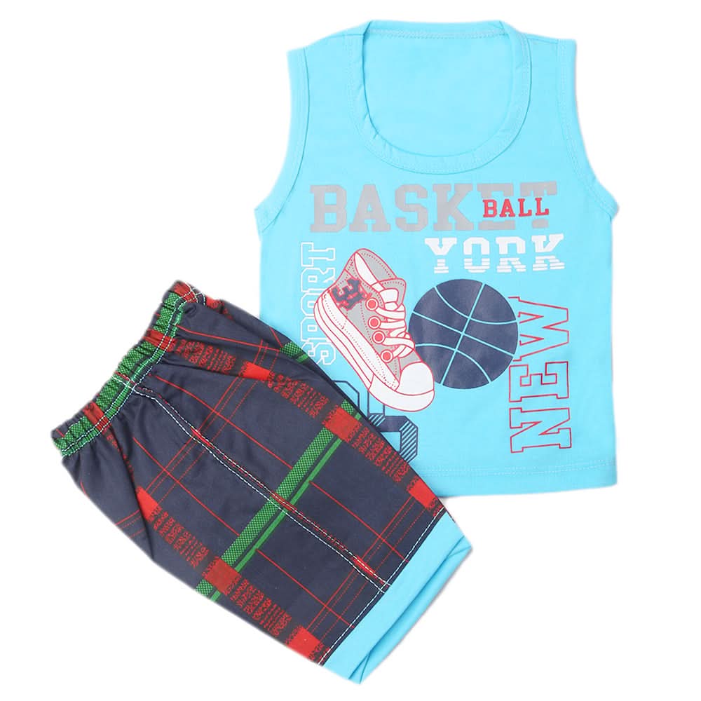 Boys Half Sleeves Sando Suit - Sky Blue, Kids, Boys Sets And Suits, Chase Value, Chase Value