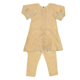 Girls Embroidered Fancy Suit 3 Pcs - Golden, Kids, Girls Sets And Suits, Chase Value, Chase Value