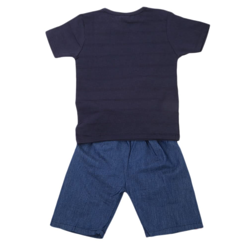 Boys 2 Pcs Suit Half Sleeves - Navy Blue, Kids, Boys Sets And Suits, Chase Value, Chase Value