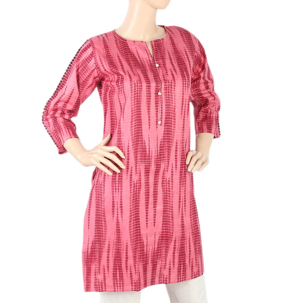 Women's Tie Dye Printed Kurti - Pink, Women, Ready Kurtis, Chase Value, Chase Value