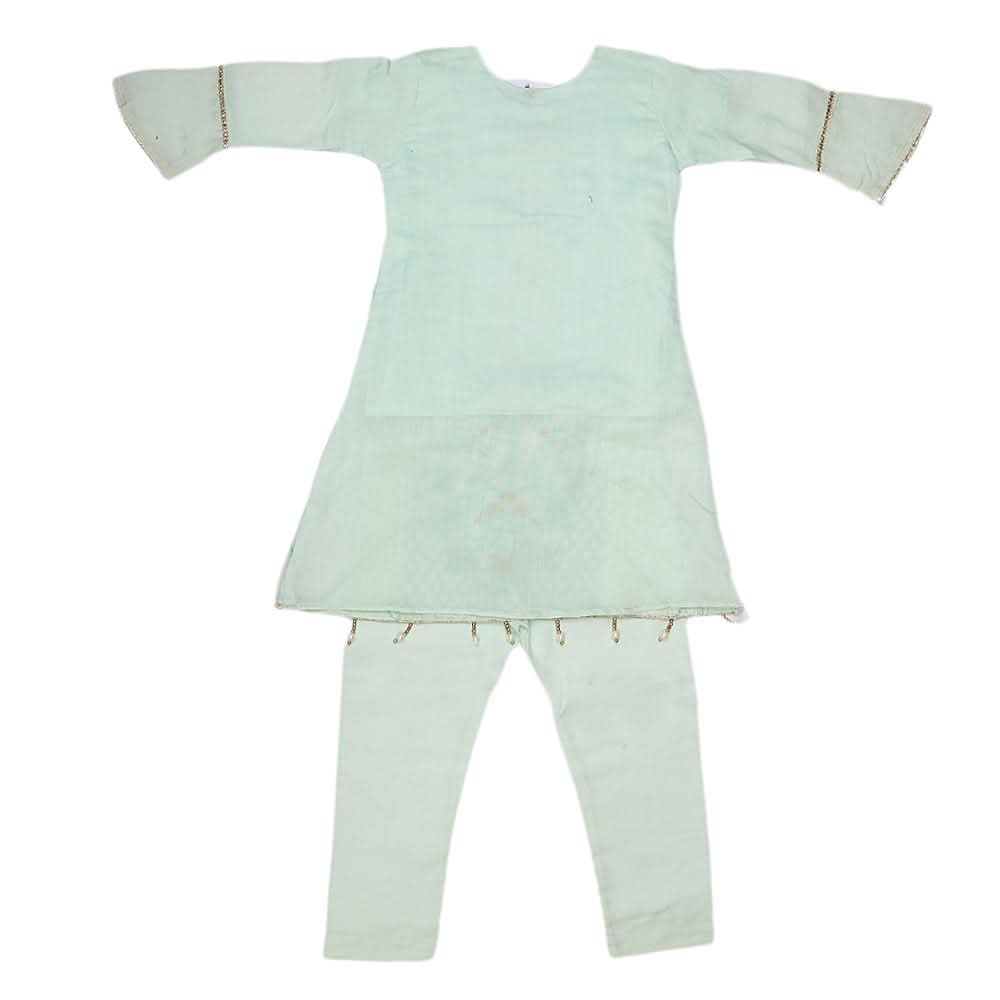 Girls Embroidered Fancy Suit 3 Pcs - Light Green, Kids, Girls Sets And Suits, Chase Value, Chase Value