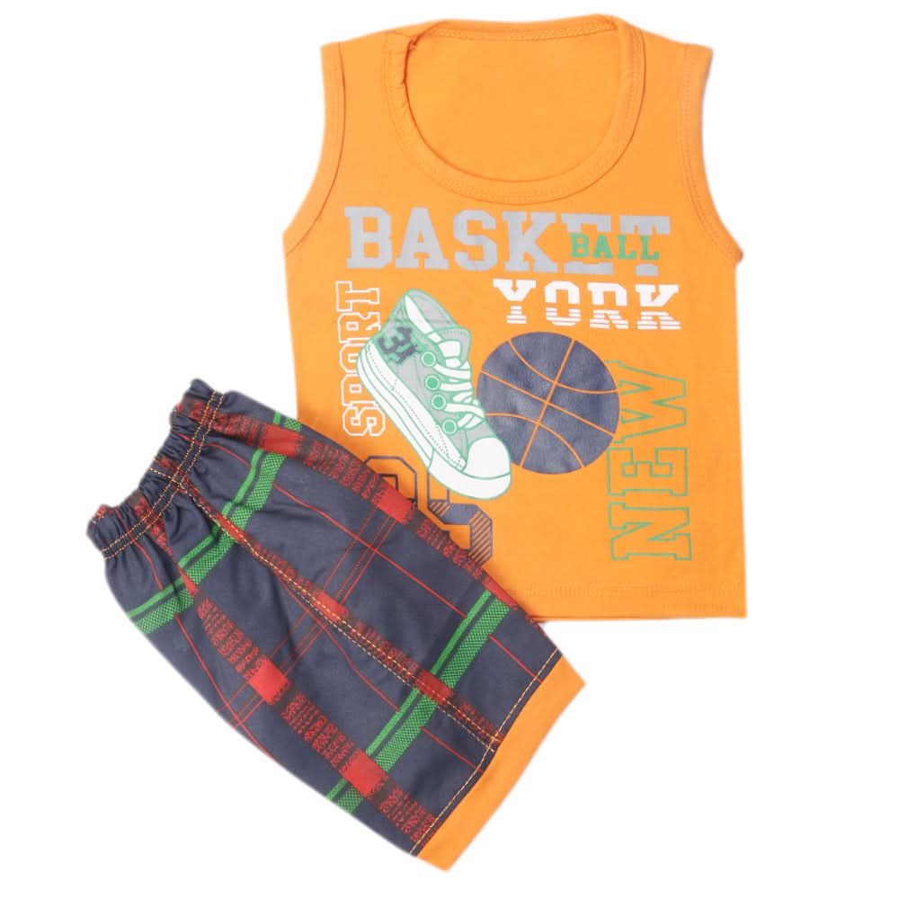 Boys Half Sleeves Sando Suit - Orange, Kids, Boys Sets And Suits, Chase Value, Chase Value