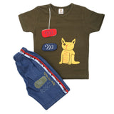 Boys 2 Pcs Suit Half Sleeves - Olive Green, Kids, Boys Sets And Suits, Chase Value, Chase Value