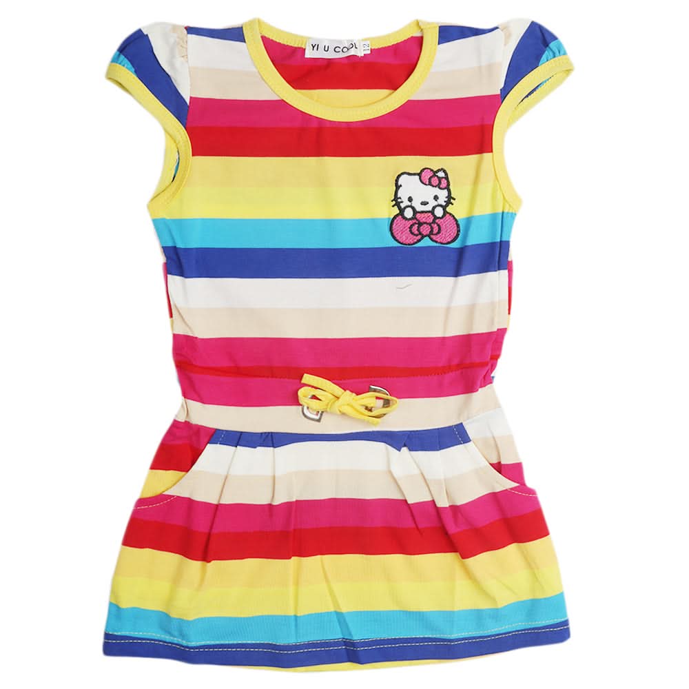 Girls Yarn Dyed Half Sleeves T-Shirt - Multi, Kids, Girls T-Shirts, Chase Value, Chase Value