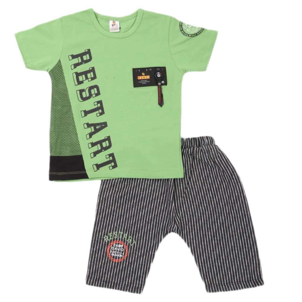 Boys 2 Pcs Suit Half Sleeves - Green, Kids, Boys Sets And Suits, Chase Value, Chase Value