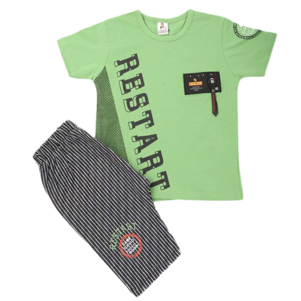 Boys 2 Pcs Suit Half Sleeves - Green, Kids, Boys Sets And Suits, Chase Value, Chase Value