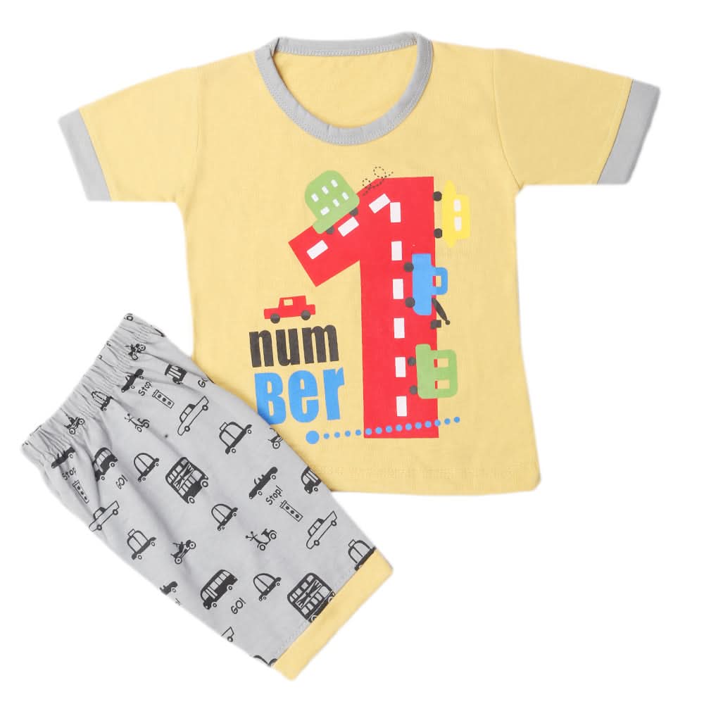 Boys Half Sleeves Short Suit - Mustard, Kids, Boys Sets And Suits, Chase Value, Chase Value