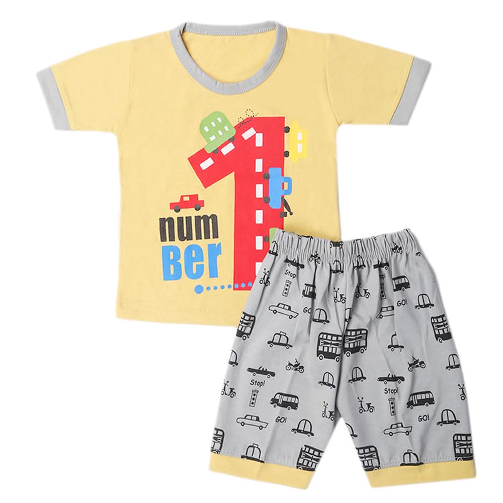 Boys Half Sleeves Short Suit - Mustard, Kids, Boys Sets And Suits, Chase Value, Chase Value