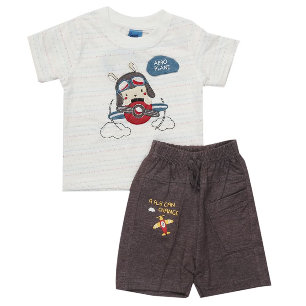 Newborn Boys Half Sleeves Suit - Brown, Kids, Newborn Boys Sets And Suits, Chase Value, Chase Value