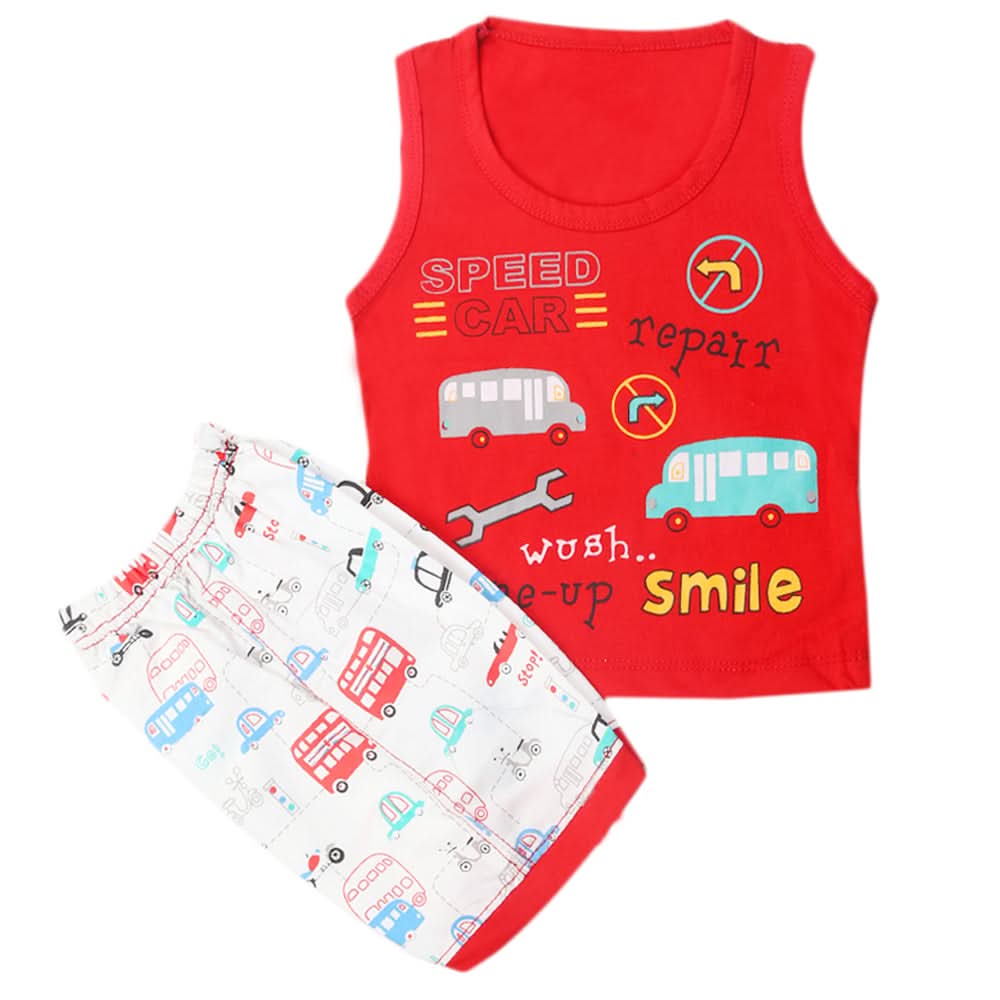 Boys Half Sleeves Sando Suit - Red, Kids, Boys Sets And Suits, Chase Value, Chase Value