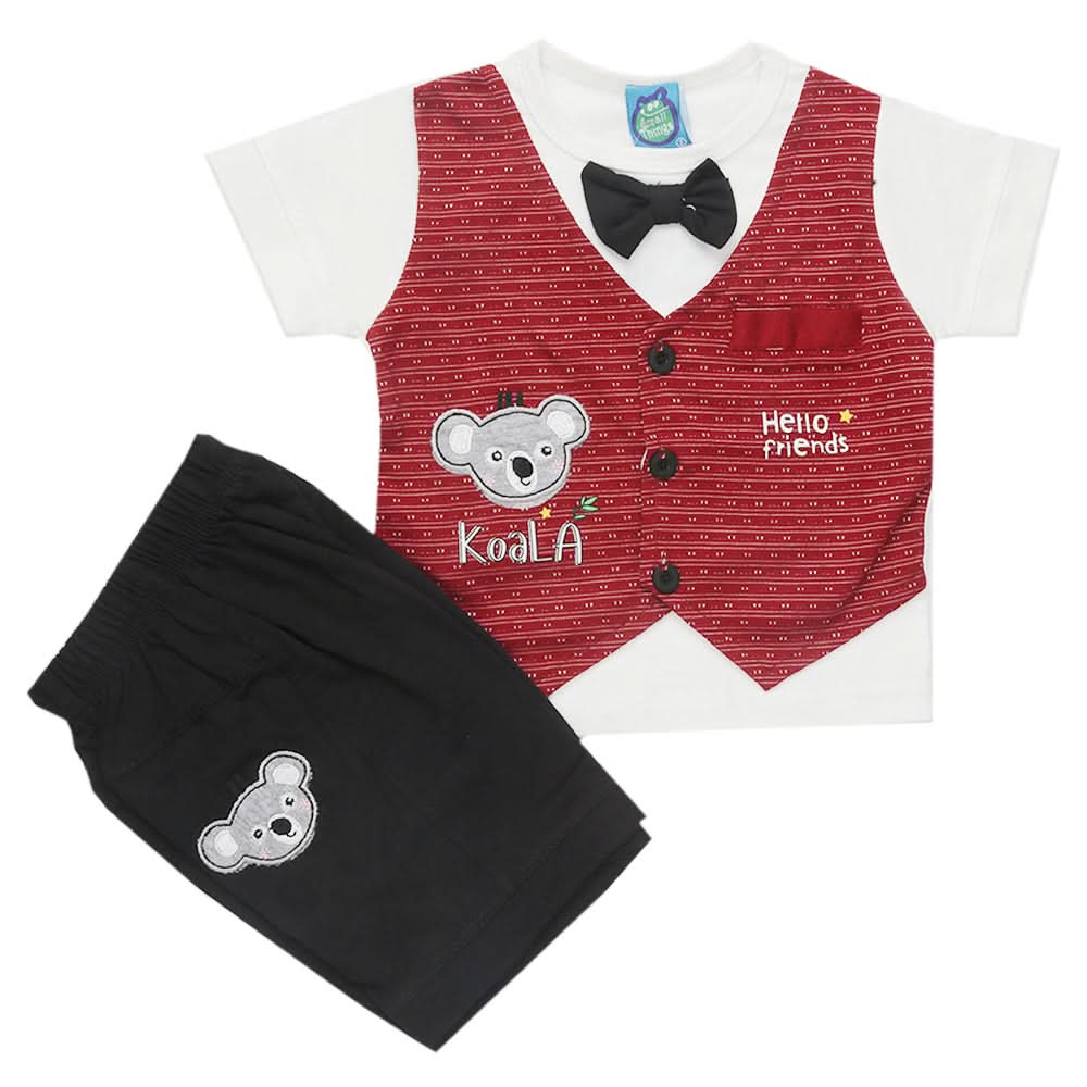 Newborn Boys Half Sleeves Suit - Maroon, Kids, Newborn Boys Sets And Suits, Chase Value, Chase Value